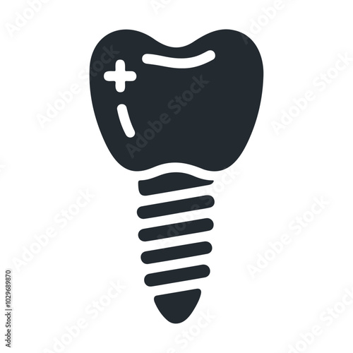 Dental implant black silhouette vector icon design