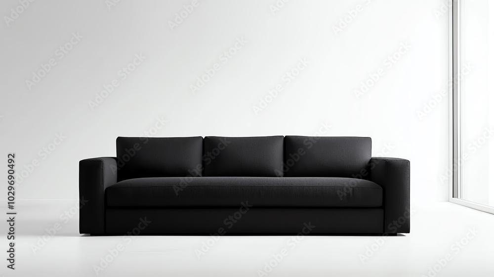 Modern black sofa, white isolated background Modern black sofa, white isolated background