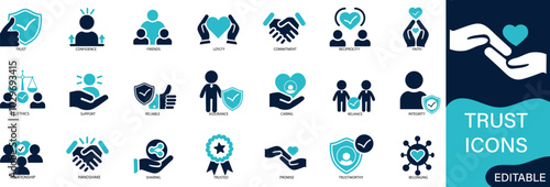 Trust icon se friends, truth, faith, sincerity solid icons collection