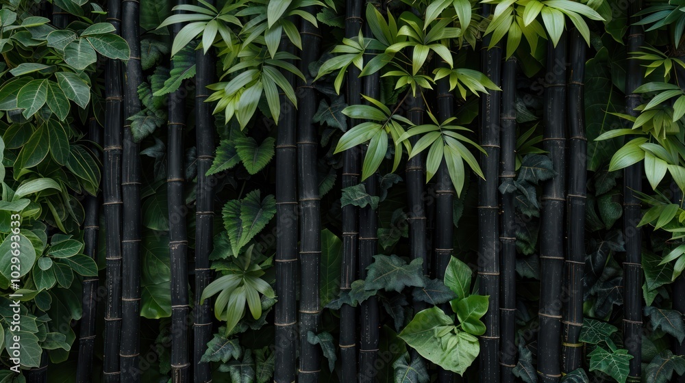 Black Bamboo and Lush Greenery Black Bamboo and Lush Greenery