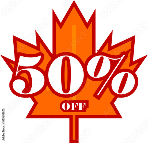 Fifty Percent Discount Fall Sale Vector