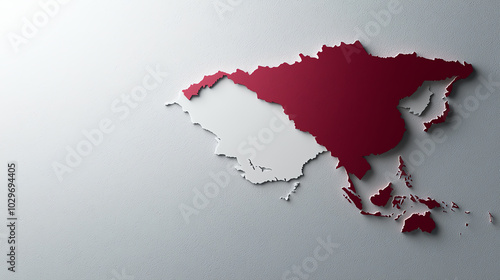 Map of Asia in red and white colors.