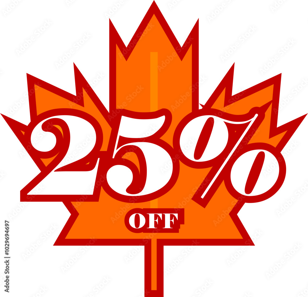 Fototapeta premium Twenty Five Percent Discount Fall Sale Vector