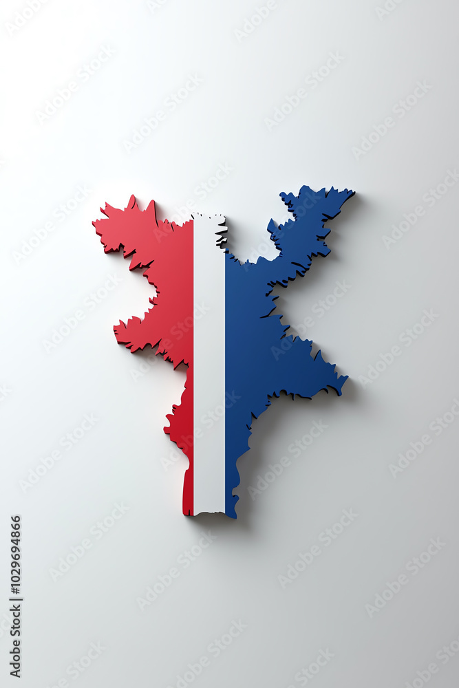 Fototapeta premium Map of France in national colors, isolated