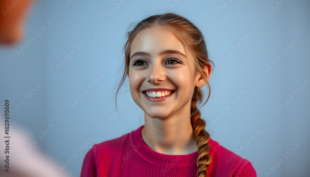 Girl teenager is happy after a successful therapy by psychologis isolated with white highlights, png Girl teenager is happy after a successful therapy by psychologis isolated with white highlights, png