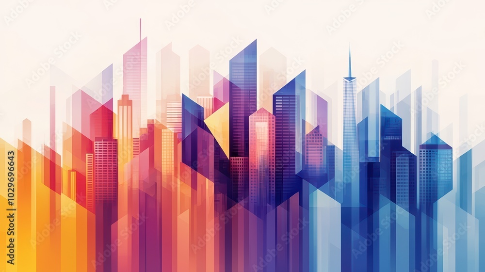 Abstract city skyline in vibrant gradient colors Abstract city skyline in vibrant gradient colors