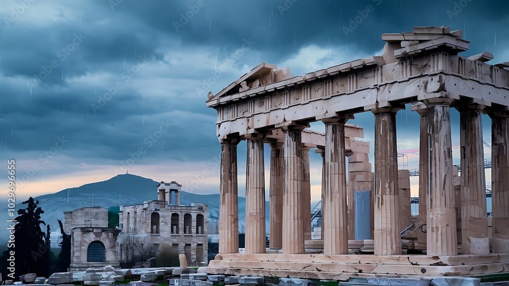 Obraz premium Greece Athens raining day