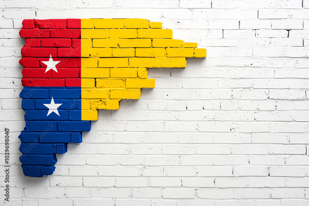 Vibrant brick mural in national colors Vibrant brick mural in national colors