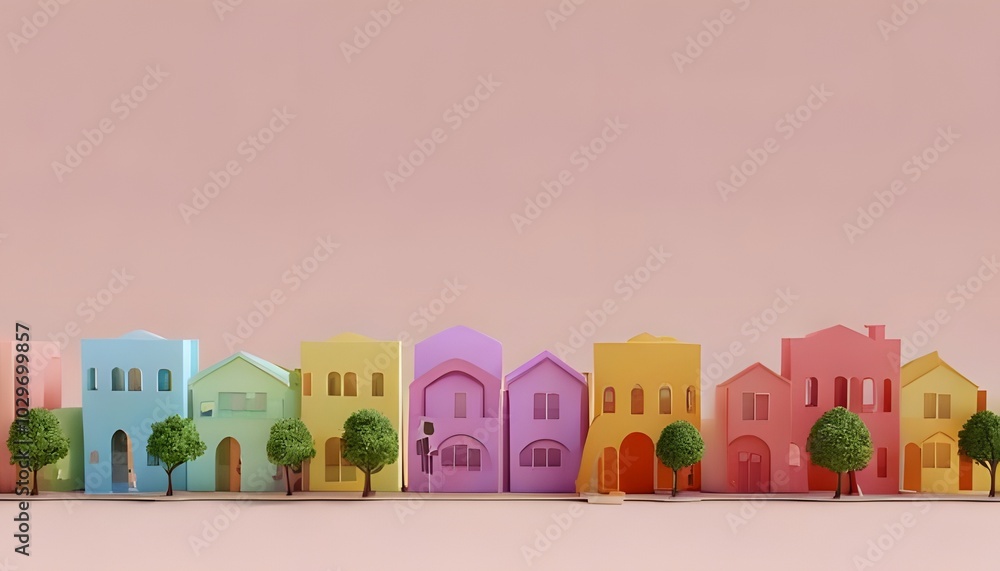 Cute New Mexico neighborhood Abstract 3D design. Adobe house. Sunny desert. Cute New Mexico neighborhood Abstract 3D design. Adobe house. Sunny desert.