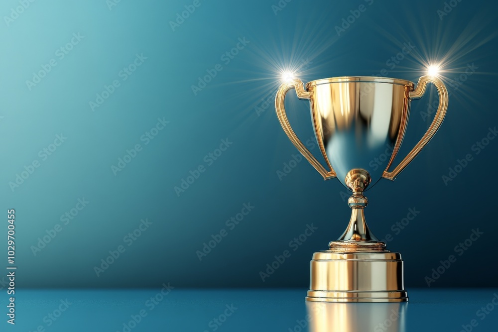 Golden Trophy on Blue Background. Golden Trophy on Blue Background.