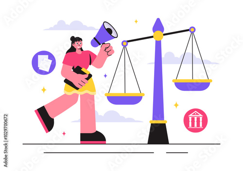 Law Firm Services Vector Illustration featuring of Justice, Legal Advice, Court Judgement, and Lawyer Consultation in a Flat Style Cartoon Background