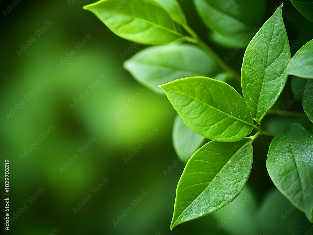 Close-Up View of Fresh Green Leaves with Blurred Background - Freshness and Tranquility Close-Up View of Fresh Green Leaves with Blurred Background - Freshness and Tranquility