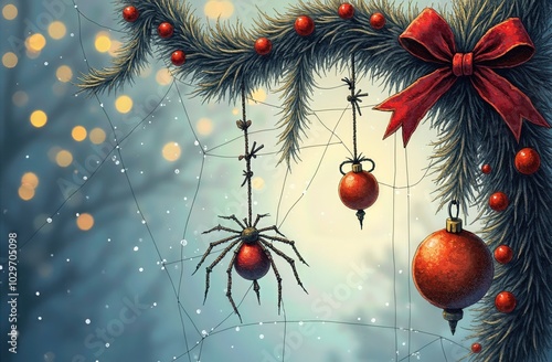 Christmas spider ornament