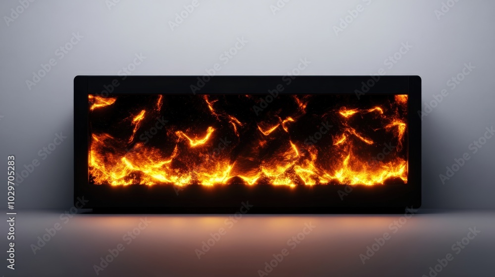 Fototapeta premium Modern digital display featuring realistic animated fire effect.