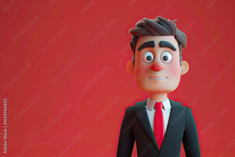 3D businessman cartoon character in a suit on solid color background 3D businessman cartoon character in a suit on solid color background