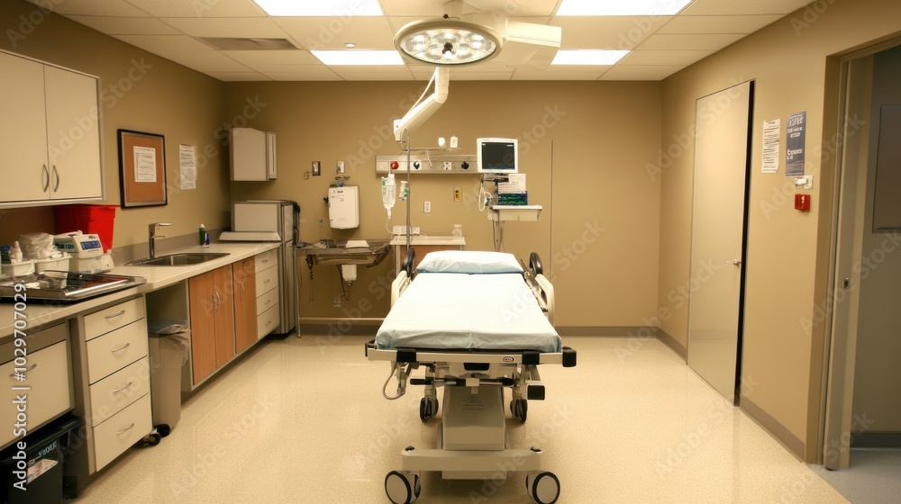 Emergency room design with efficient layout, bright lighting, and functional medical tools Emergency room design with efficient layout, bright lighting, and functional medical tools
