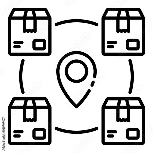 Product positioning icon representing package location and marketing strategy for target placement