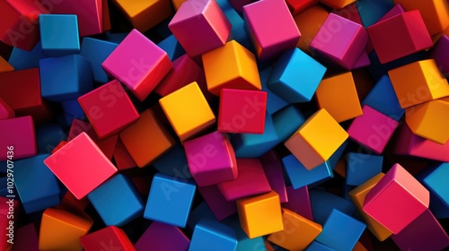 Colorful Plastic Blocks Pile