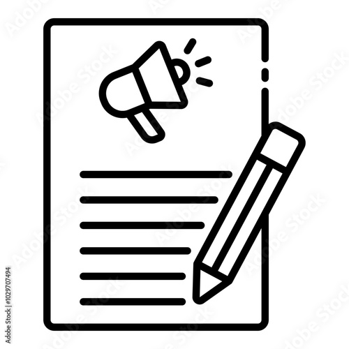 Copywriting icon representing content creation, marketing text, and promotional strategy