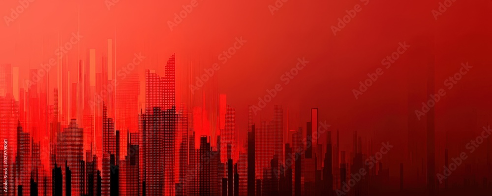 Fototapeta premium Abstract Red Stock Market Visualization