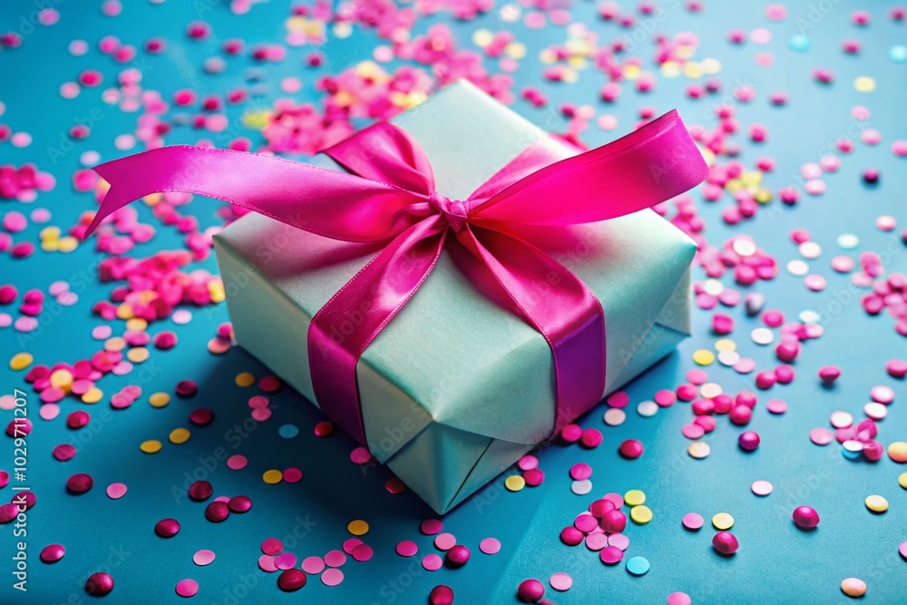 Beautifully Wrapped Gift Box with Pink Ribbon for Celebrations Beautifully Wrapped Gift Box with Pink Ribbon for Celebrations