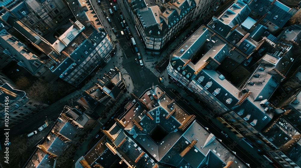 Top-Down Perspective of City Buildings: Captivating Urban Landscape Top-Down Perspective of City Buildings: Captivating Urban Landscape
