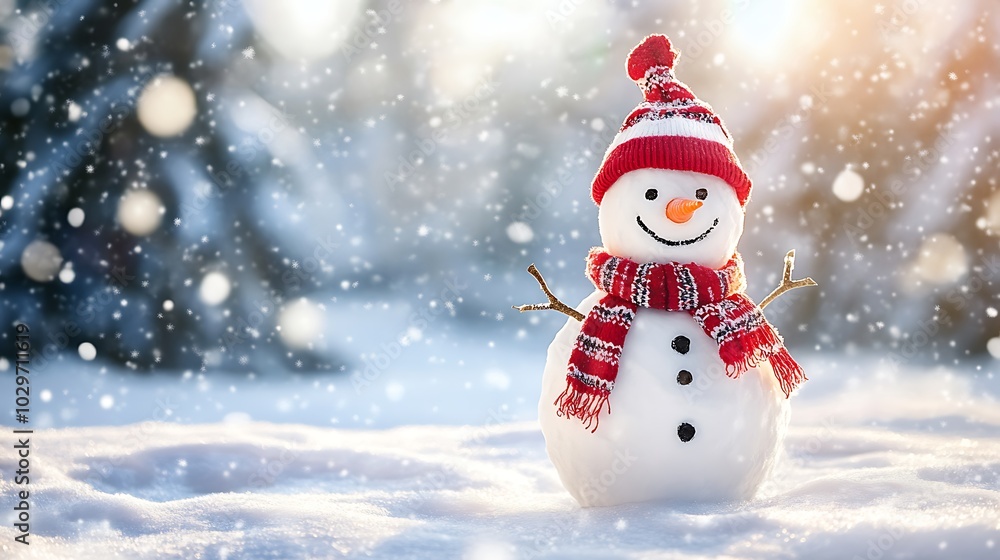 snowman in winter seasond winter landscape background snowman in winter seasond winter landscape background