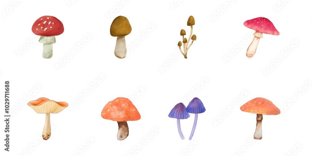 Charming Set of Mushrooms: A Whimsical Collection of Fungi in Various Shapes, Sizes, and Colors for Nature-Inspired Decor Charming Set of Mushrooms: A Whimsical Collection of Fungi in Various Shapes, Sizes, and Colors for Nature-Inspired Decor