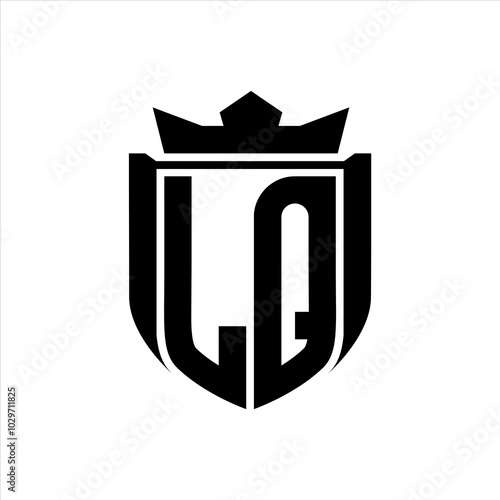 LQ Logo with shield shape inside shield badge crown on white background template design photo