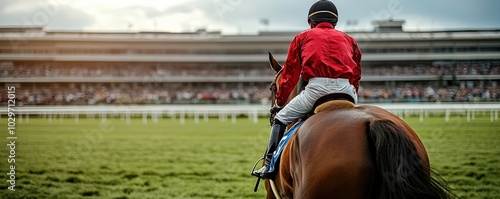 Jockey Inspects Horse Before Race