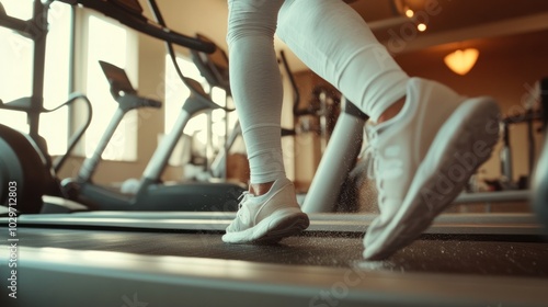 Gym accident during a cardio session, person slipping and getting hurt on a machine