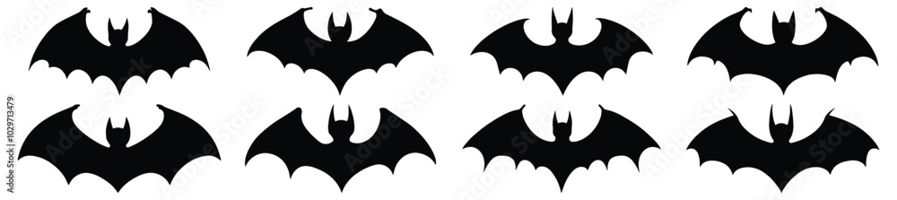 Bat silhouette set vector design big pack of animal illustration and icon
