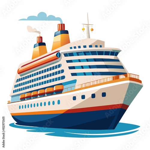 Wallpaper Mural cruise ship isolated on white Torontodigital.ca