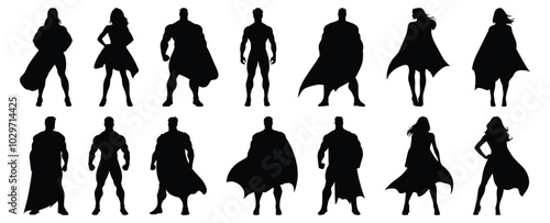 Superhero silhouette set vector design big pack of hero illustration and icon