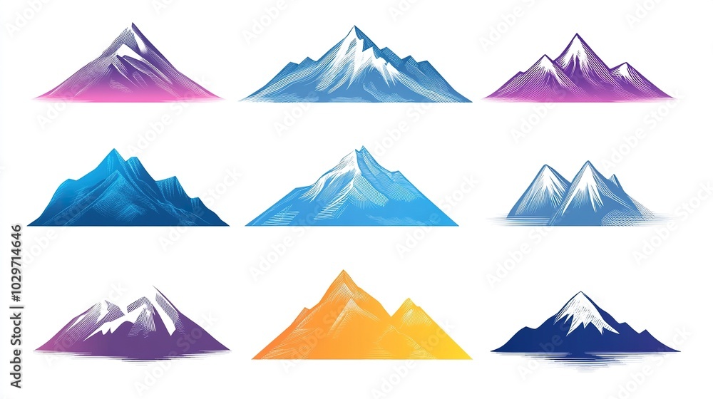 Single mountain silhouette. Mountain vector. Mountain silhouette - vector icon on white background. Vector illustration. Single mountain silhouette. Mountain vector. Mountain silhouette - vector icon on white background. Vector illustration.