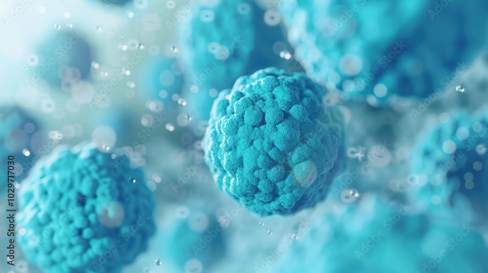 Microscopic image showing blue cellular structures in a scientific and biological environment, resembling cells in a detailed, textured form. Microscopic image showing blue cellular structures in a scientific and biological environment, resembling cells in a detailed, textured form.