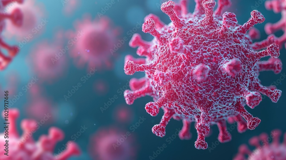 Microscopic view of COVID-19 virus with detailed texture and vibrant colors. Microscopic view of COVID-19 virus with detailed texture and vibrant colors.