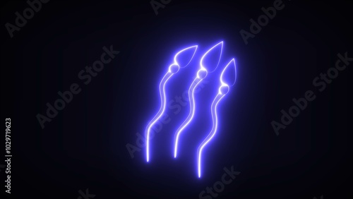 Human sperm cells in a futuristic glow with minimal polygons on a gloomy black background. cells that reproduce in men.