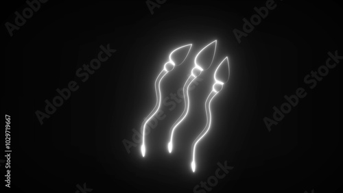 Tableau sur toile Human sperm cells in a futuristic glow with minimal polygons on a gloomy black background
