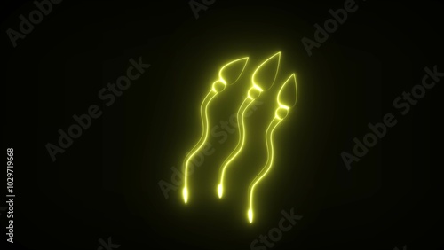 Fotografia Human sperm cells in a futuristic glow with minimal polygons on a gloomy black background