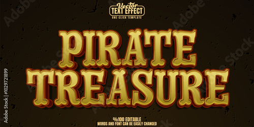 Pirate editable text effect, customizable treasure and ship 3d font style