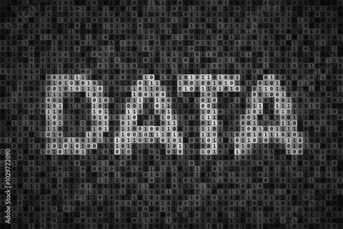 DATA inscription over binary code made from 0 and 1 symbols