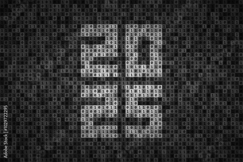 Number 2025 over binary code made from 0 and 1 symbols