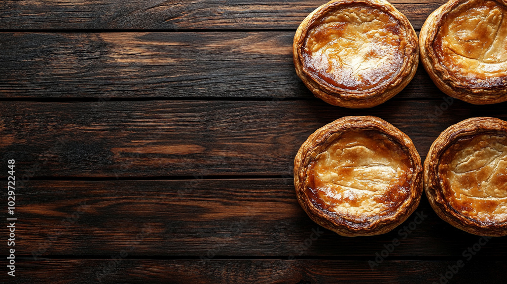 freshly baked pies, arranged neatly with ample space for text. The image symbolizes comfort, nostalgia, and simplicity, offering a cozy backdrop for autumn or festive messages freshly baked pies, arranged neatly with ample space for text. The image symbolizes comfort, nostalgia, and simplicity, offering a cozy backdrop for autumn or festive messages