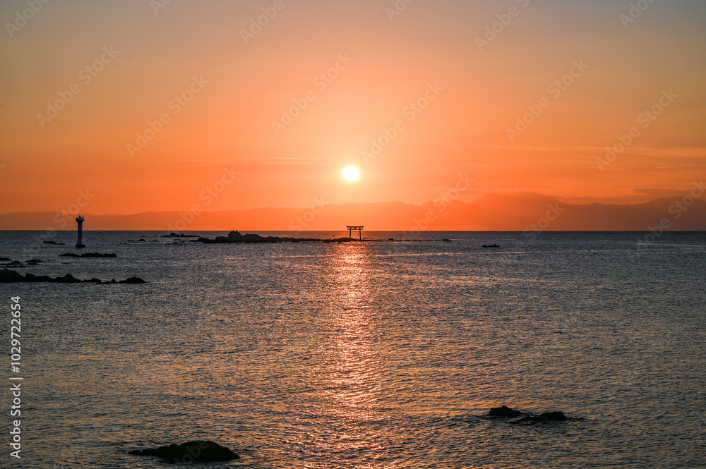 神奈川県葉山町森戸海岸からの夕日 神奈川県葉山町森戸海岸からの夕日