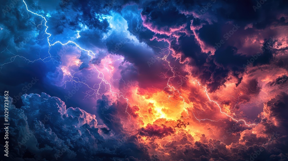 Dramatic Lightning Illuminates Colorful Clouds Dramatic Lightning Illuminates Colorful Clouds