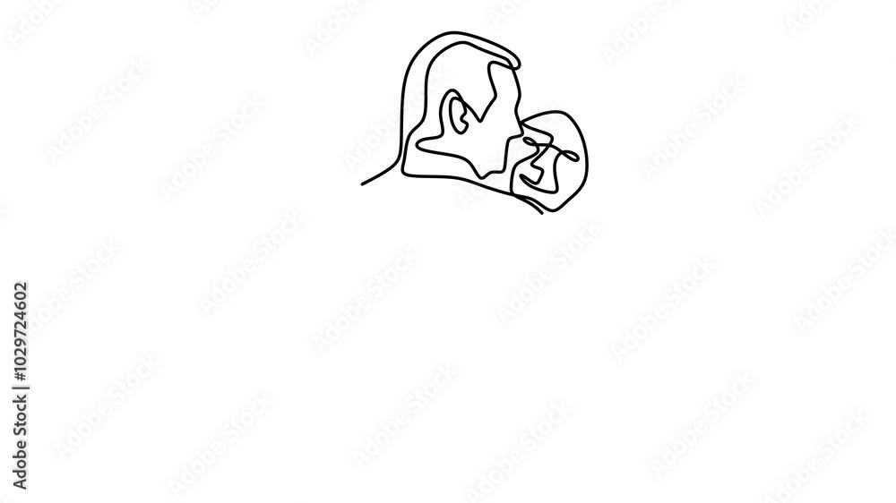 Continuous drawing line art of romantic couple with black line and white background. One line Continuous drawing line art of romantic couple with black line and white background. One line