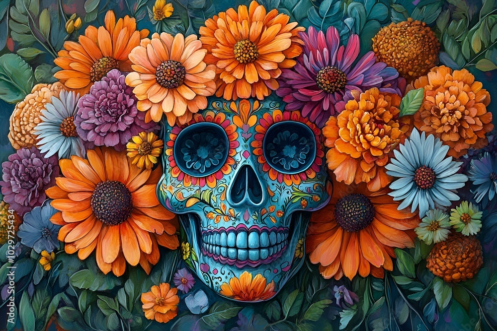 a skull with flowers in it
a skull with flowers in it