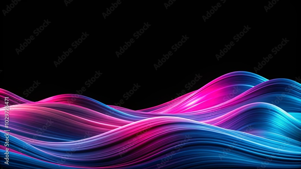 Obraz premium Abstract Glowing Waves in a Vibrant Palette of Blue and Magenta