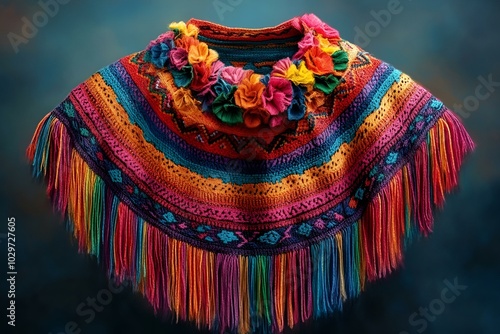 a colorful poncho with flowers

 photo